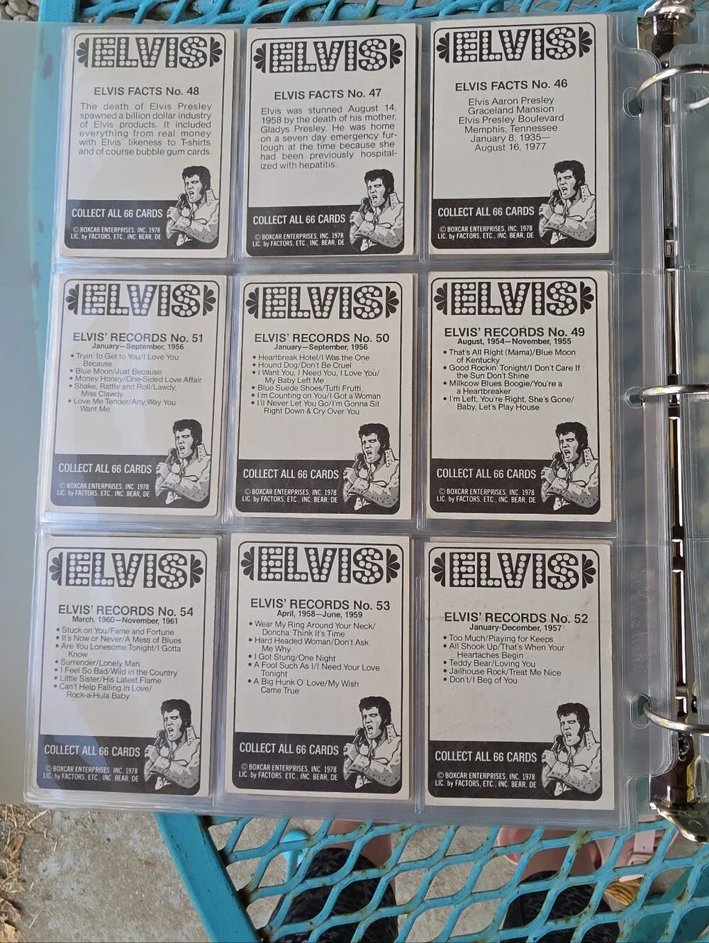 Elvis Trading Card Set 1978 Complete 66 Cards Boxcar Enterprises In Sleeves Vtg